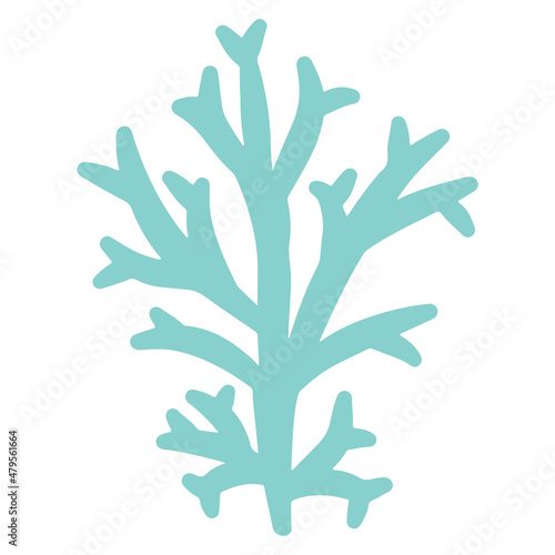 Vector image of seaweed, logo symbol. Element of underwater flora and fauna, hand-drawn.