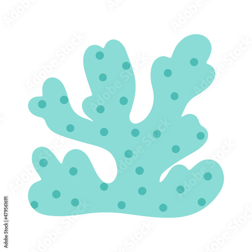 Vector image of seaweed, logo symbol. Element of underwater flora and fauna, hand-drawn.