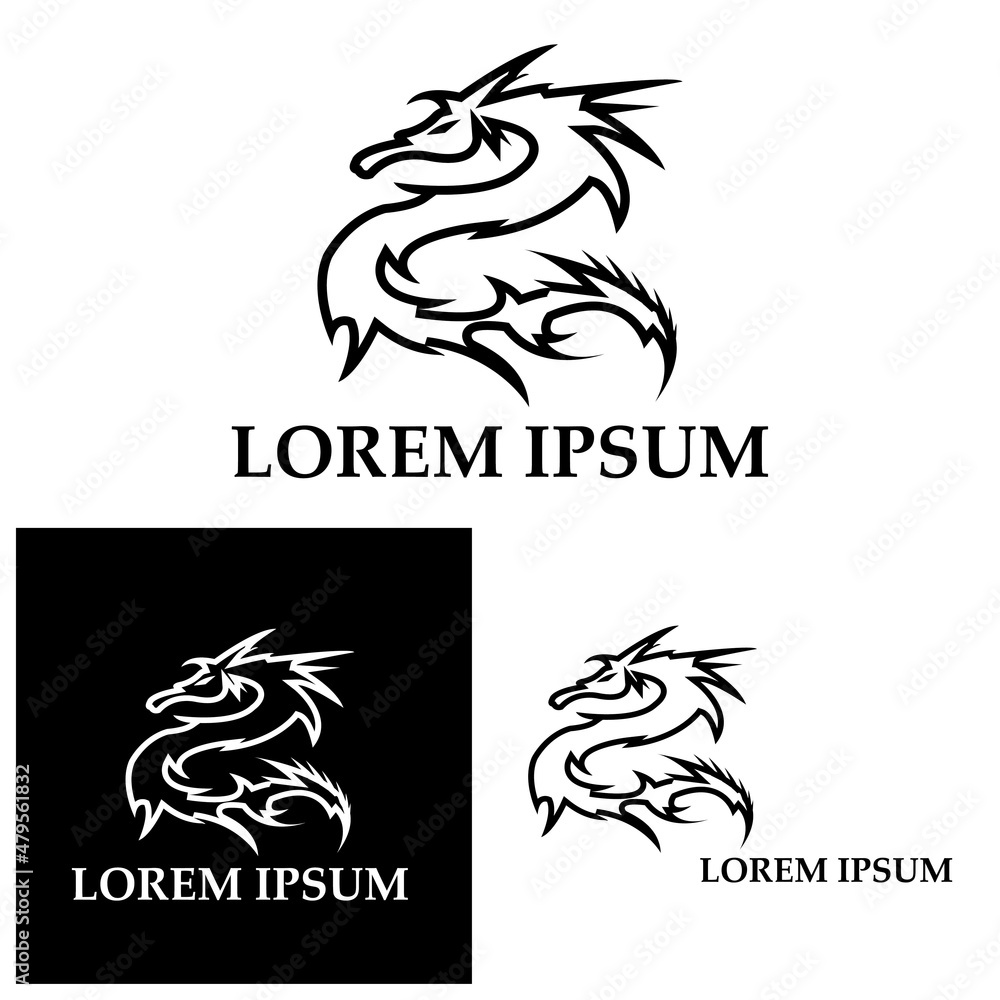 Dragon vector icon illustration logo Dragon vector icon illustration logo