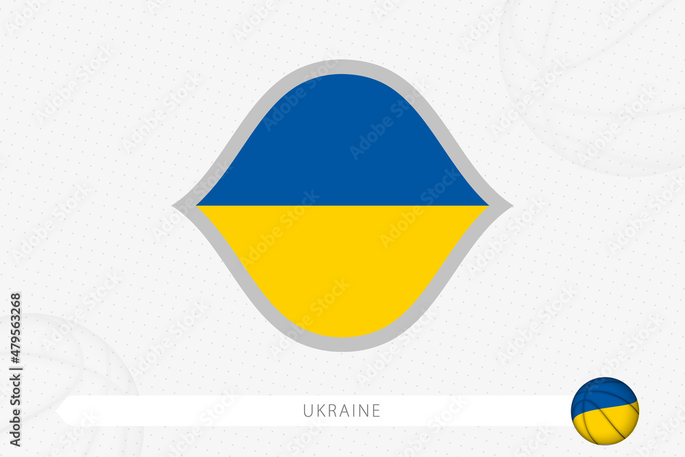 Ukraine flag for basketball competition on gray basketball background. Ukraine flag for basketball competition on gray basketball background.
