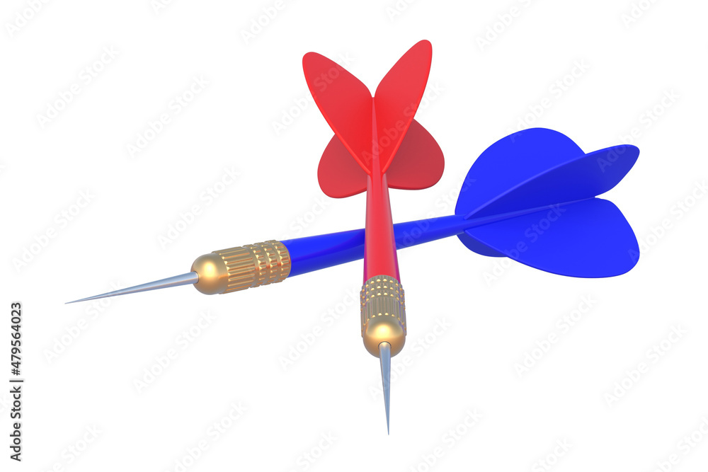 Pair of darts isolated on white background. 3d render Pair of darts isolated on white background. 3d render