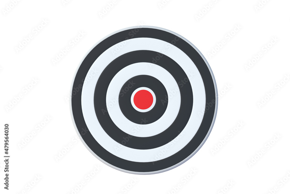 Bullseye, dartboard isolated on white background. Striped bull's eye board. 3d render Bullseye, dartboard isolated on white background. Striped bull's eye board. 3d render