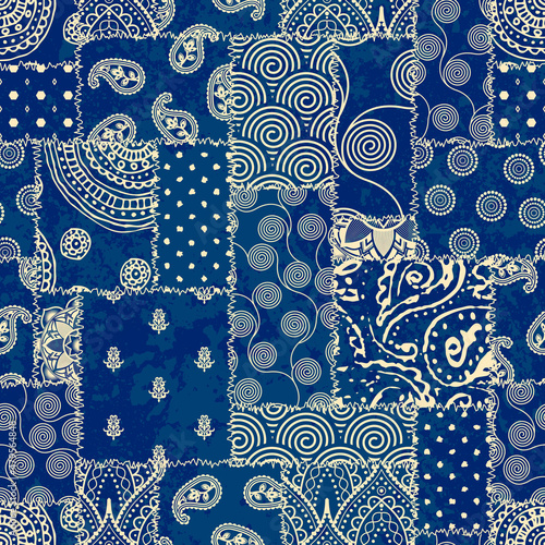 Patchwork textile pattern. Seamless quilting design background.