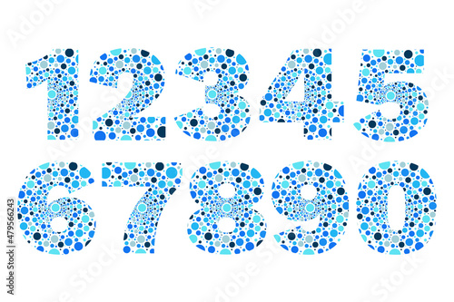 Numbers 1 2 3 4 5 6 7 8 9 0. Circle symbols for decoration, design. Isolated bubbles vector icons set