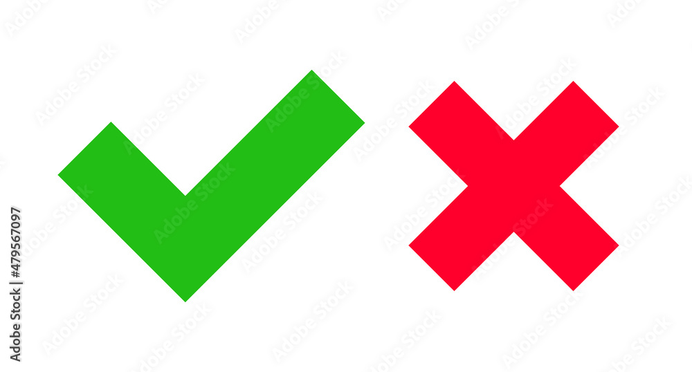 Checkmark and crossmark. Vector icon. Checkmark and crossmark. Vector icon.