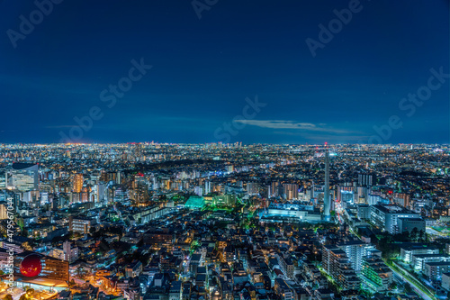 Fototapeta Naklejka Na Ścianę i Meble -  Panoramic image of Tokyo and Kanagawa residential area night view in Japan.