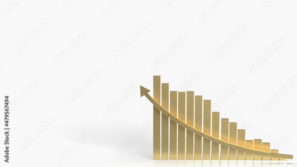 Fototapeta premium The gold chart arrow up on white background for business concept 3d rendering