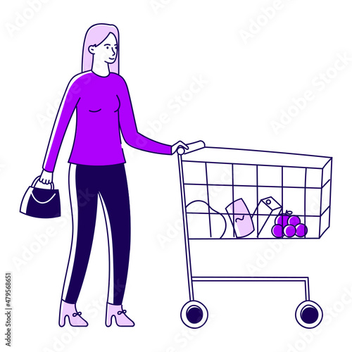 Girl With A Shopping Cart