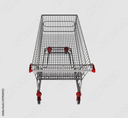 Foto Shopping cart isolated on white background 3d image view
