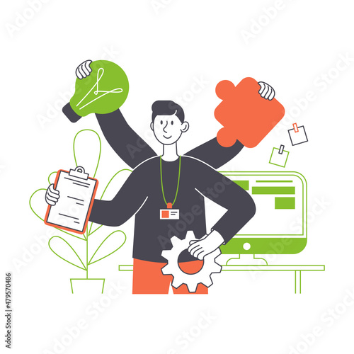 Designer doing multi tasking