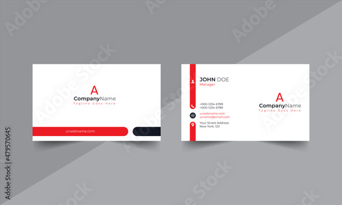 modern business card design . double sided business card design template . flat red business card template design