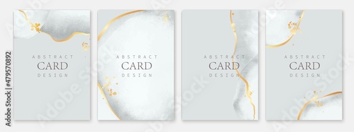 Set of vertical backgrounds. White, grey watercolor fluid painting vector design. Dusty pastel, neutral and golden