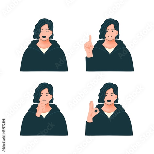 さまざまな表情の男性のイラストセット