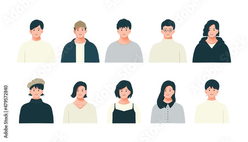 さまざまな男女の上半身イラストセット