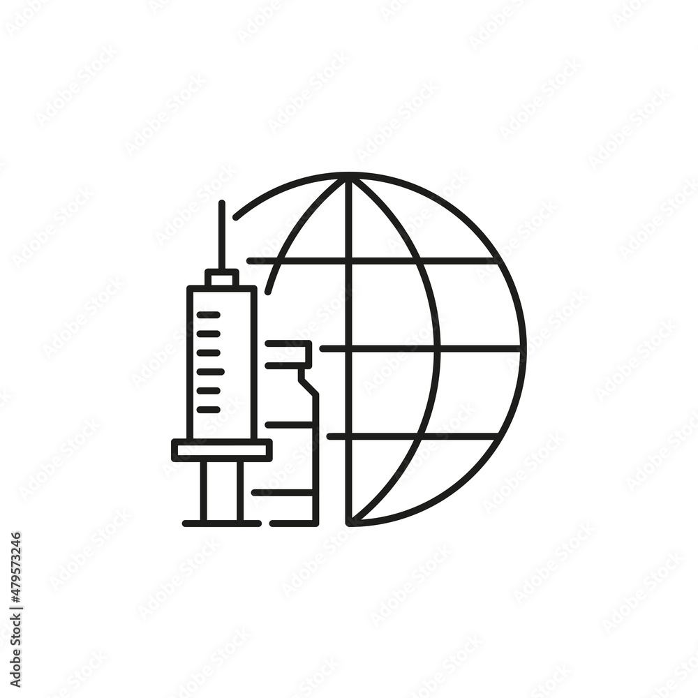 World vaccination line icon. Editable stroke World vaccination line icon. Editable stroke