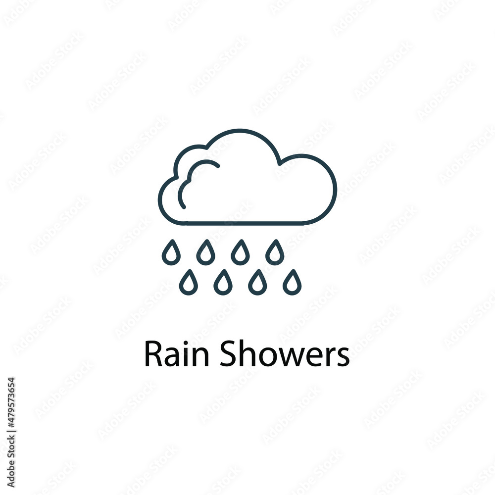 Rain shower icon thin line stock illustration. Weather forecast line icon, isolated on white background, weather stroked symbol. Rain shower icon thin line stock illustration. Weather forecast line icon, isolated on white background, weather stroked symbol.