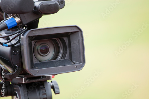 close up of professional digital video camera