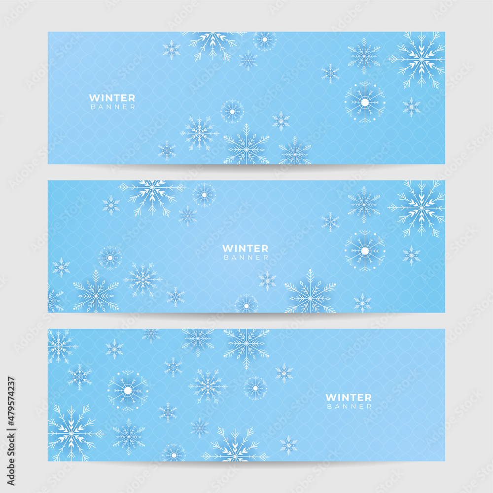 Winter background Blue Snowflake design template banner