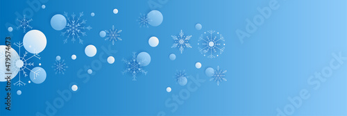 Snowy cristmas Blue Snowflake design template banner