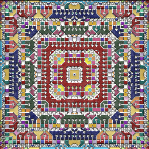abstract art, mosaic pattern, symmetric and geometric shapes