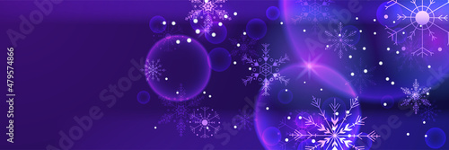 Winter Cool purple Snowflake design template banner