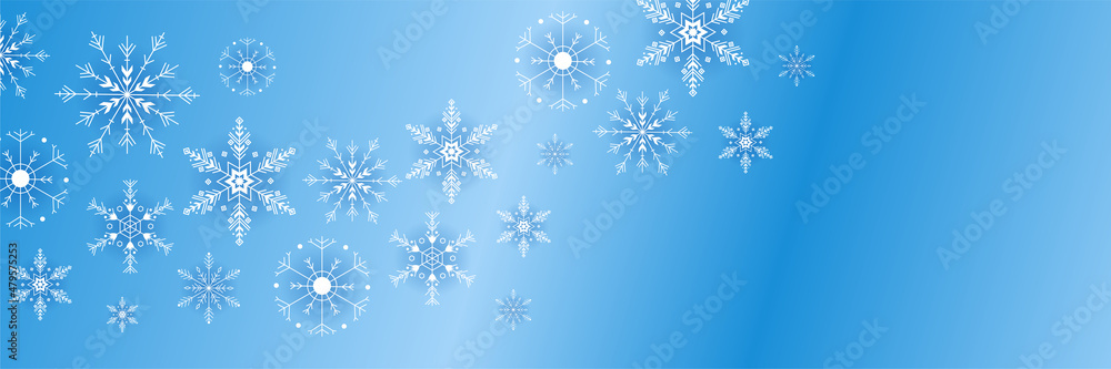 Shiny Winter Blue Snowflake design template banner Shiny Winter Blue Snowflake design template banner