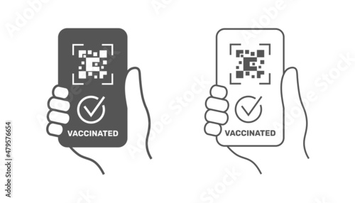 Vaccination digital certificate icon. Vector illustration on white background.