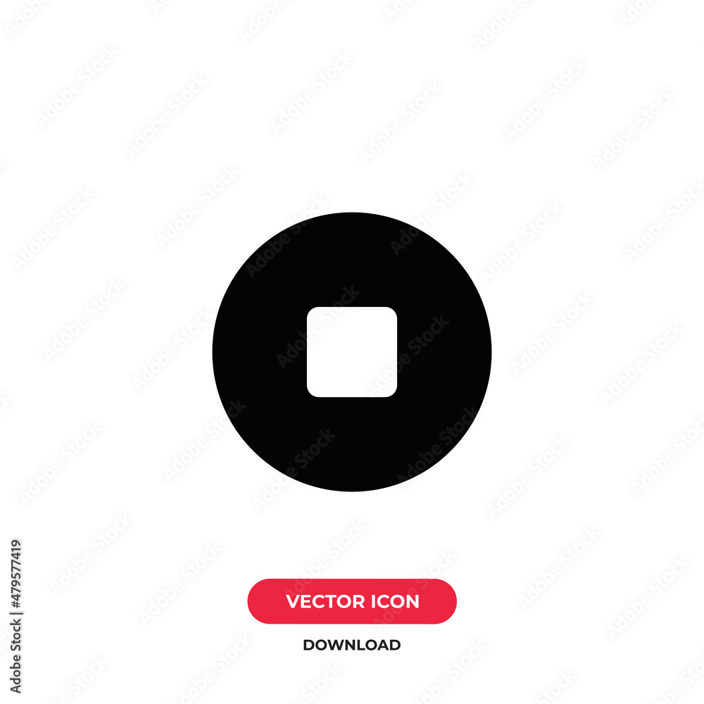 Stop icon vector. Stop button sign Stop icon vector. Stop button sign