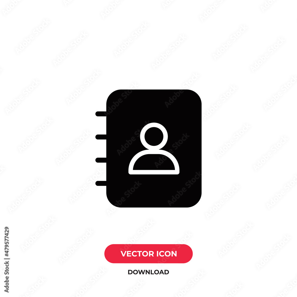 Contact book icon vector. Contact sign Contact book icon vector. Contact sign