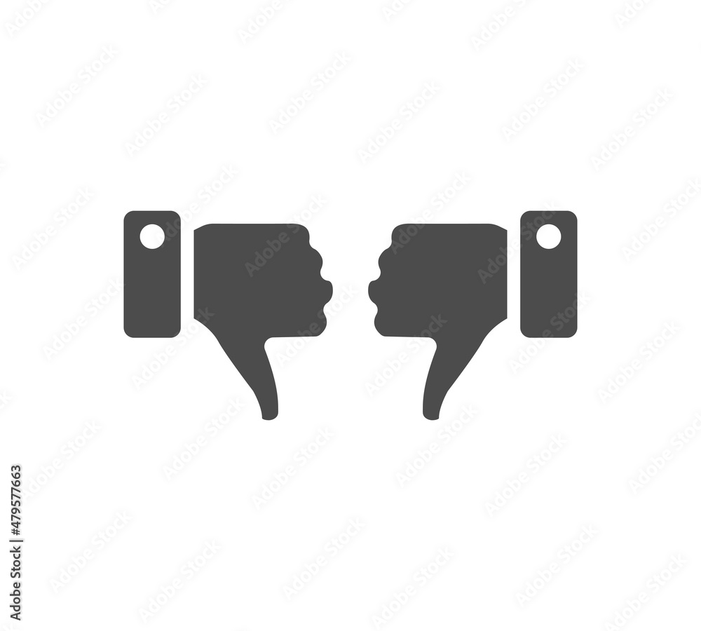 Dislike, Hand Thumb Down. Black symbol on white background. Simple illustration. Flat Vector Icon. Mirror Reflection Shadow. Can be used in logo, web, mobile and UI UX project Dislike, Hand Thumb Down. Black symbol on white background. Simple illustration. Flat Vector Icon. Mirror Reflection Shadow. Can be used in logo, web, mobile and UI UX project