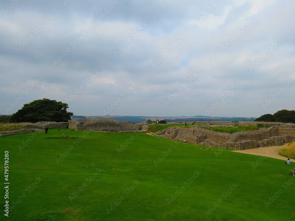 Old Sarum Wiltshire South West England the ruined and deserted site of the earliest settlement of Salisbury