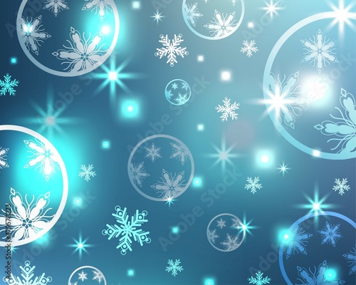 Blue silver snowball  Christmas bokeh light background