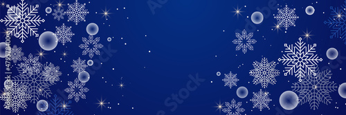 Winter navy Blue Snowflake design template banner