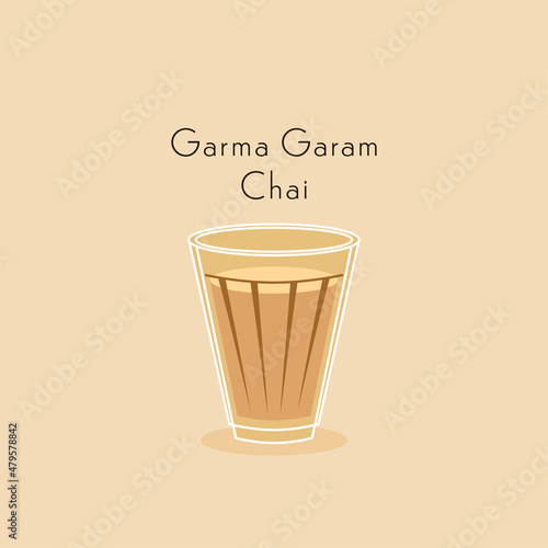 Garma Garam chai is Indian drink. Indian drink vector. Indian chai icon. Chai is Indian drink.