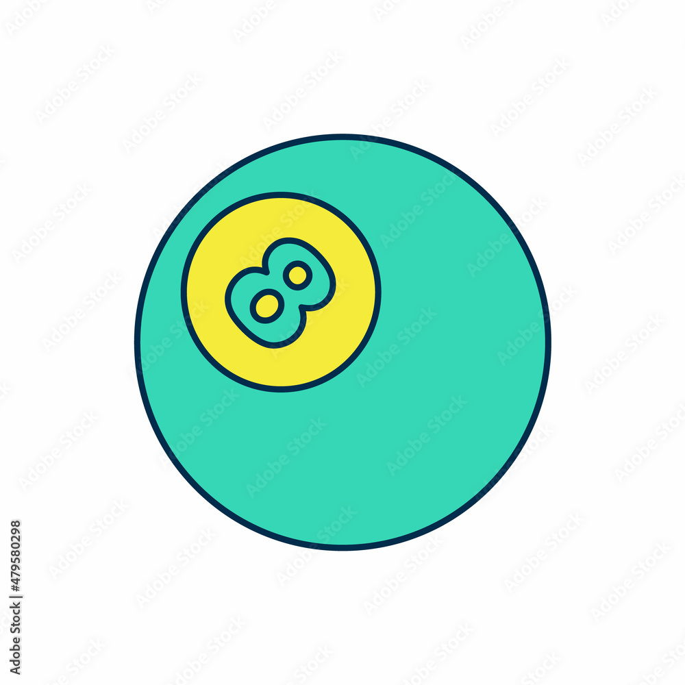 Filled outline Billiard pool snooker ball with number 8 icon isolated on white background. Vector Filled outline Billiard pool snooker ball with number 8 icon isolated on white background. Vector