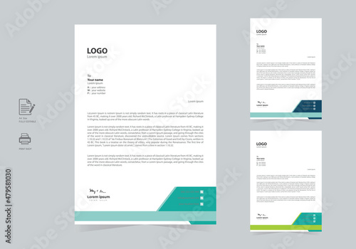 Abstract letterhead design template for your project. Professional and modern business corporate letterhead design template