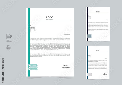 Clean letterhead design template for your project. Professional and modern business corporate letterhead design template A4 size