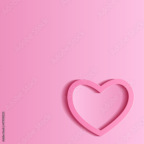 Valentine's day. The outline of a pink heart. Vector illustration of a heart in the shape of a contour with shadows on a pink background. Clipart for creativity.