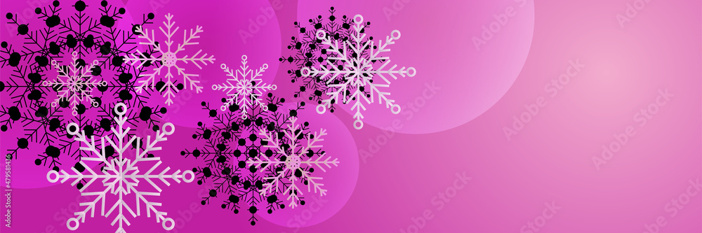 Winter Cool pink Snowflake design template banner Winter Cool pink Snowflake design template banner