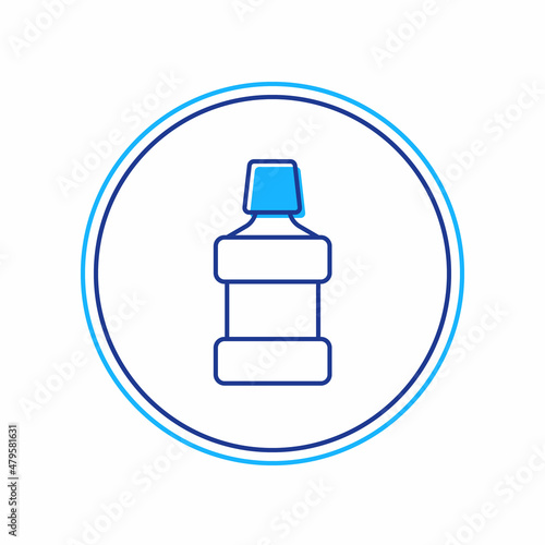 Filled outline Mouthwash plastic bottle icon isolated on white background. Liquid for rinsing mouth. Oralcare equipment. Vector