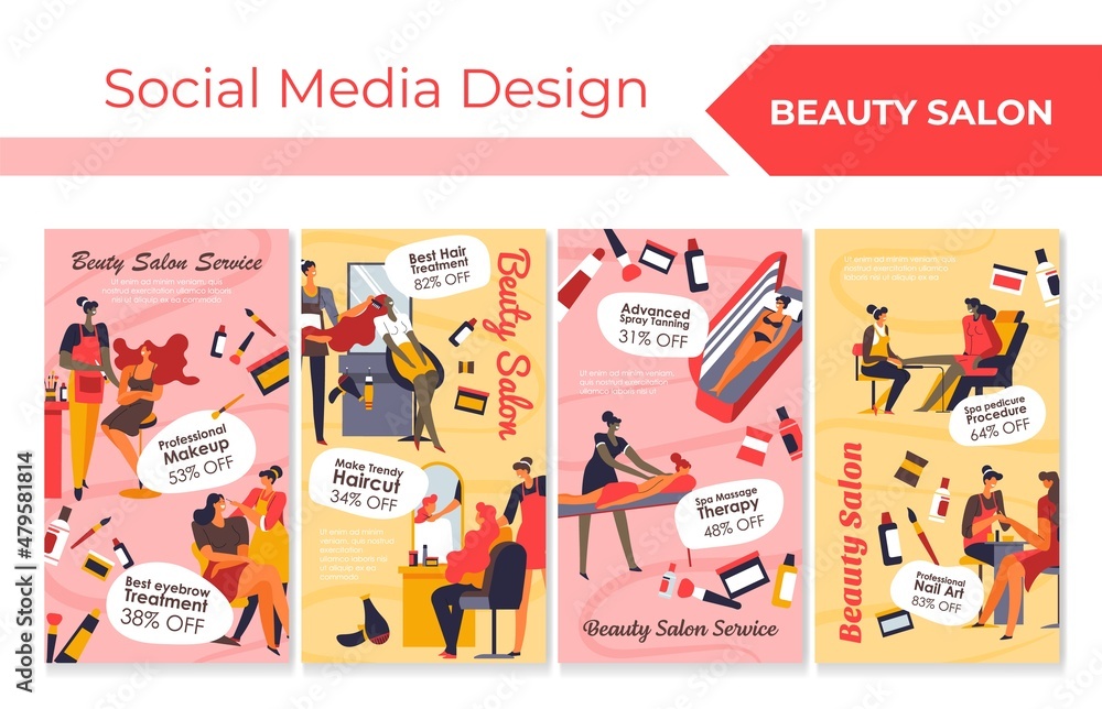 Beauty salon service offer at social media design