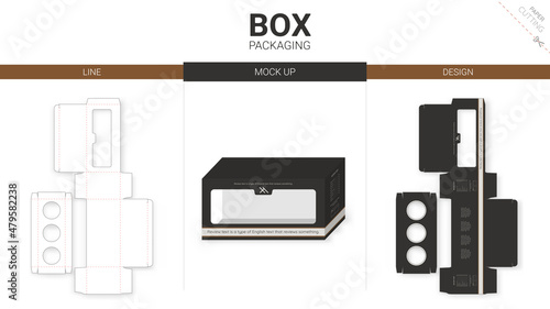 Box packaging and mockup die cut template