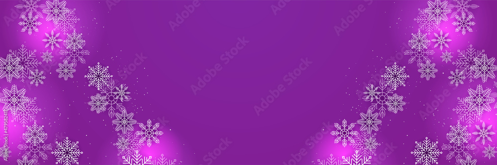 Shiny Winter purple Snowflake design template banner Shiny Winter purple Snowflake design template banner