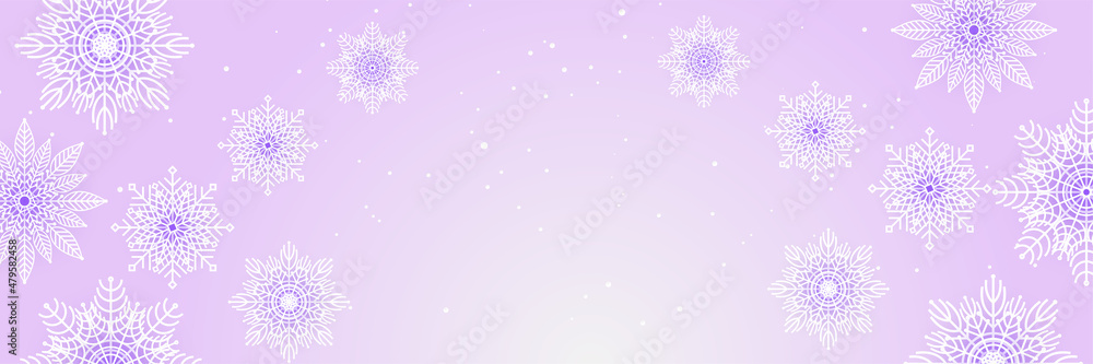Soft winter purple Snowflake design template banner Soft winter purple Snowflake design template banner
