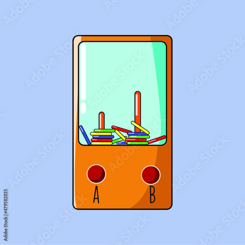 Flat design of ring toss water game. Orange color with red button. Isolated and simple design. Handheld game water toy.