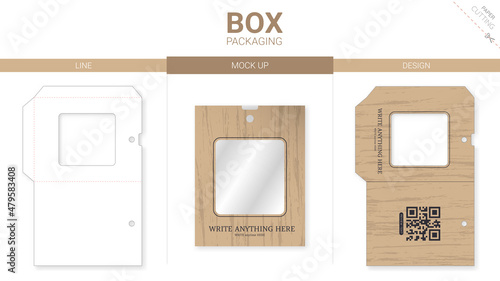 Box packaging and mockup die cut template