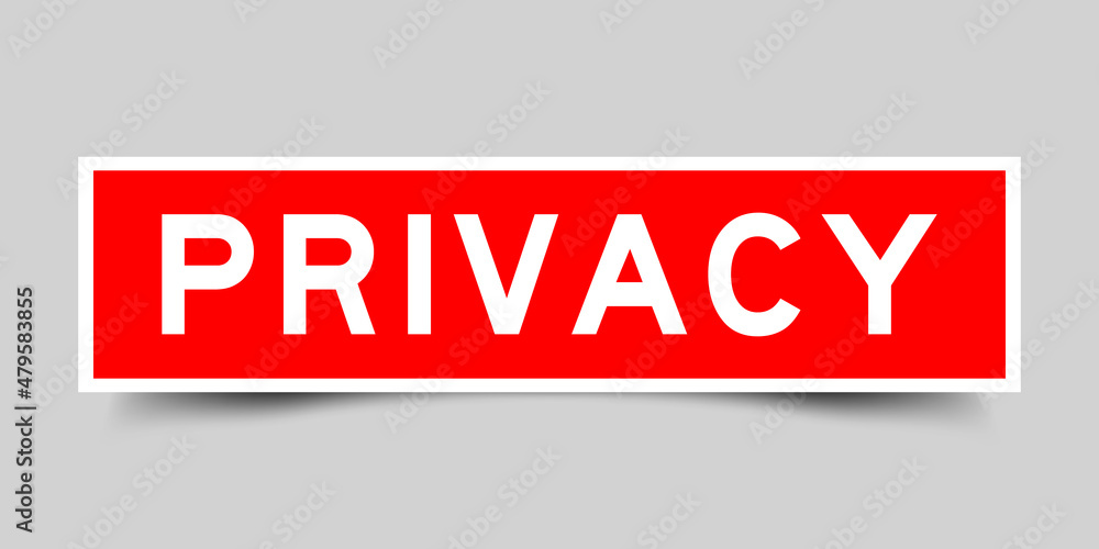 Square label banner with word privacy in red color on gray background Square label banner with word privacy in red color on gray background