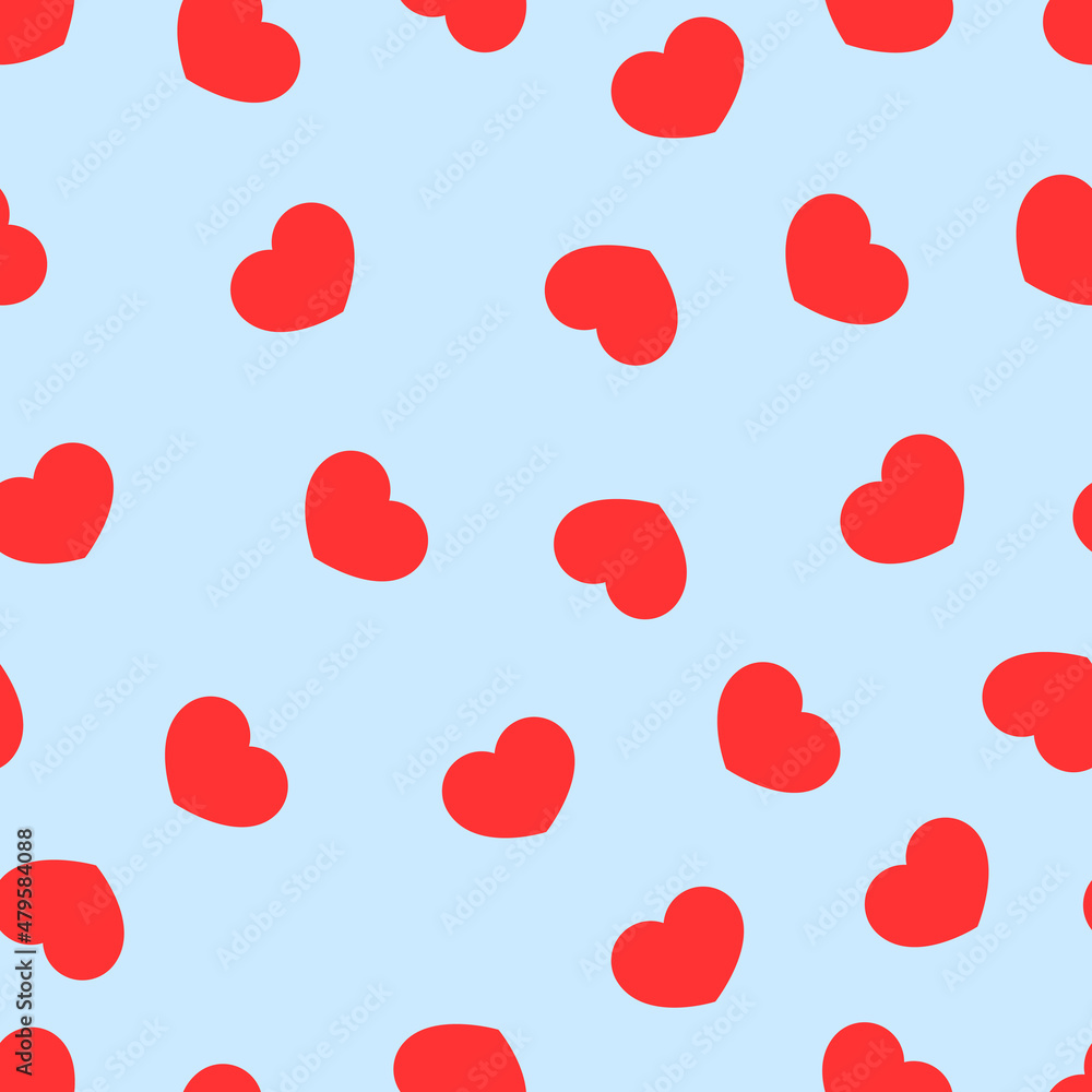 Seamless vector pattern with red hearts. Vector texture for prints or backgrounds