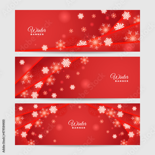 Winter Christmas red Snowflake design template banner