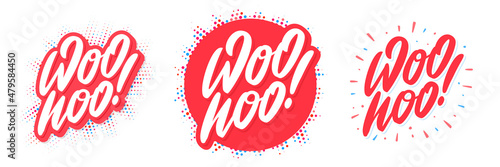  Woohoo. Vector handwritten lettering banners set.